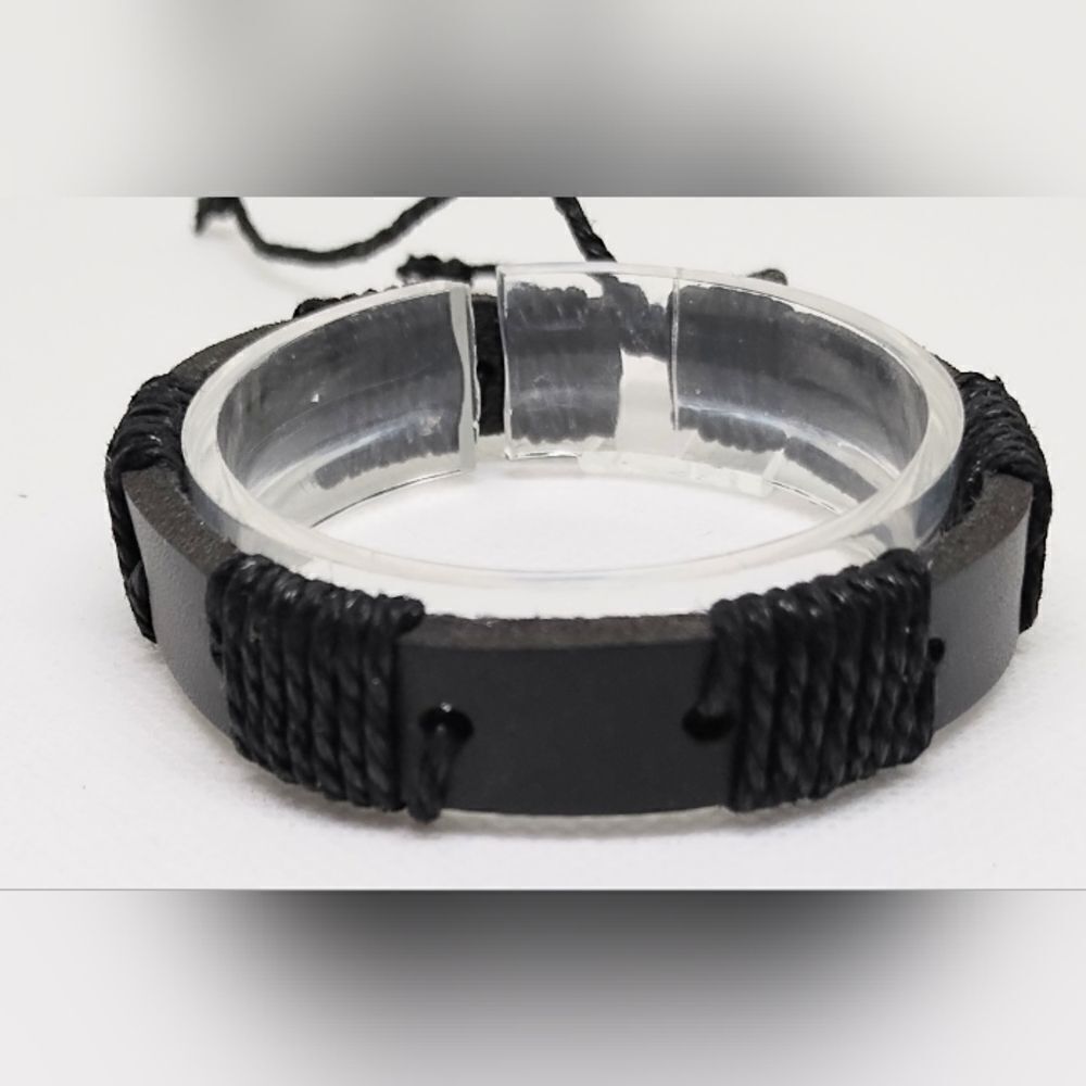 Men's bracelet leather black new e54‎